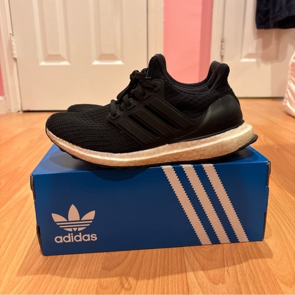 Adidas Black and White Ultra Boost Running Sneakers